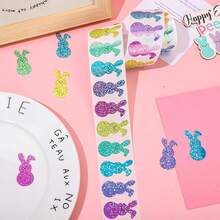 1pc/50pcs/51pcs Easter Gift Bags With Rabbit Stickers, Suitable For Easter Party Favors, Candy And Small Gift Packaging - Multicolor - View 3