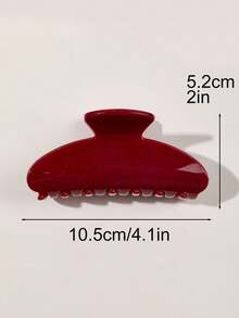 2pcs Glossy ABS Minimalist Elegant Jelly Solid Half-Circle Hair Claw Clips, Versatile For Outings Women Hair Accessories Fashion Hair Clips - 紅色 - 查看 3