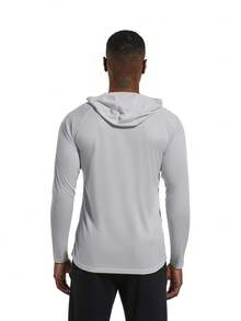 Men's UPF 50+ UV Protection Hooded Long Sleeve T-Shirt, Lightweight Hoodie For Hiking, Fishing, Outdoor Sports, Running Spring - Light Grey - View 3