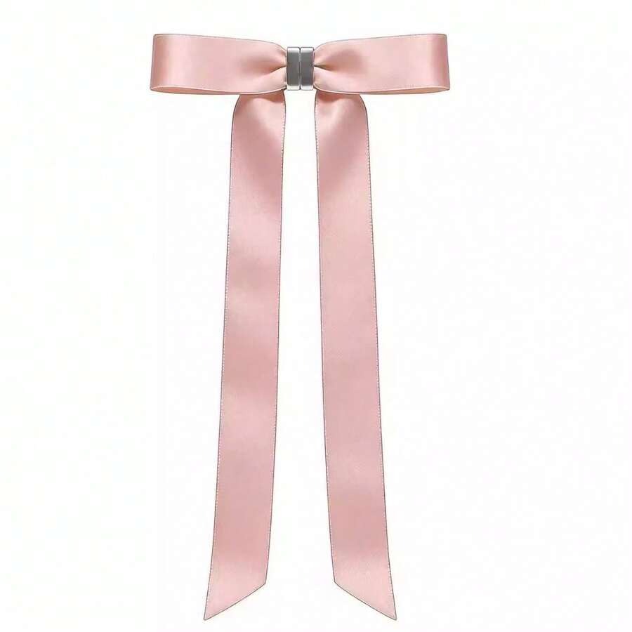 1pc Women's Hair Accessory New Magnetic Bowknot Hair Clip, Sweet Elegant Princess Style Butterfly Hair Claw, Detachable Ribbon Butterfly Clip Suitable For Daily Or Date Use Summer Beach Claw Clips - Pink - View 1