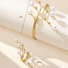 2pcs Minimalist Faux Pearl Geometric Bracelet & Ring Set, Suitable For Parties, Balls, And Daily Wear - Multicolor - View 3