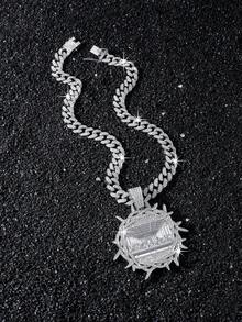 1件男士全镶钻链项链，配《最后的晚餐》吊坠，嘻哈风格 - Style A - 查看 7