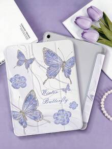 1 件装水钻蝴蝶花卉图案彩绘平板电脑保护套，兼容 Mini4/Mini5/Mini6/Mini7/Air/Air2/9.7/10.2/10.5/Air4/Air5/10.9/Pro 11 英寸/第十代/Air 11 英寸 (M2)-2024/Pro 11 英寸 (M4)-2024/Air 11 英寸 (M3) 2025/(A16) 11 英寸第十一代 2025，Galaxy Tab A8 10.5 英寸 2022。功能：笔槽、三折支架、TPU 软边保护、磁吸式睡眠/唤醒、高级/个性化/治愈/甜美设计。 - 彩色 - 查看 3