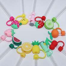 Fruit Design Straw Lids, Fits For 30oz & 40oz Tumblers, Cute Assorted Shaped Silicone Straw Caps For 0.4in/10mm Straw Tips - Multicolor - View 4