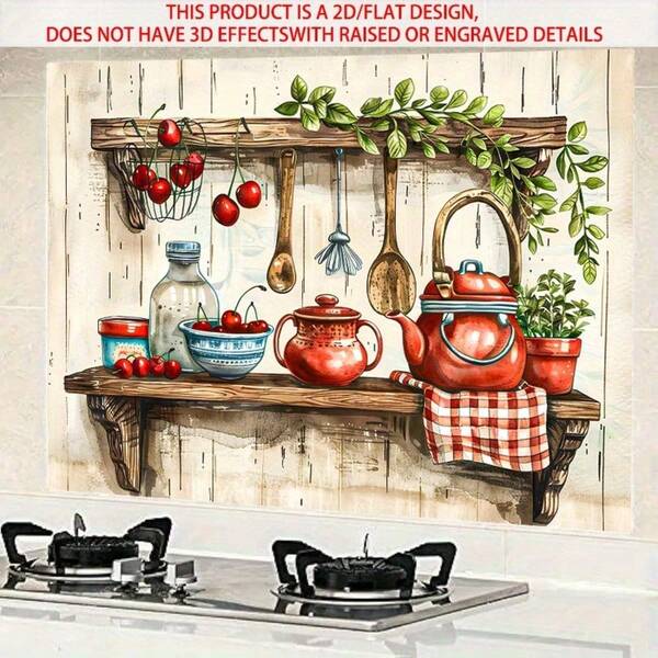 1-Piece Hand-Painted Cherry Wall Sticker For The Kitchen. This PVC Self-Adhesive Paper Provides A Natural Aesthetic For Kitchen And Dining Areas With Its Cherry Vine Theme And Rustic Appeal.