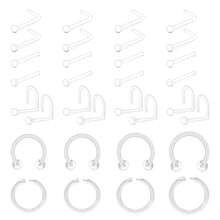 Khuyên mũi trong suốt 18g 20g 22g Khuyên mũi nhựa hình chữ L 16g 6mm 8mm 10mm 12mm Khuyên mũi septum trong suốt Khóa giữ khuyên mũi - Trong sáng - Xem 5