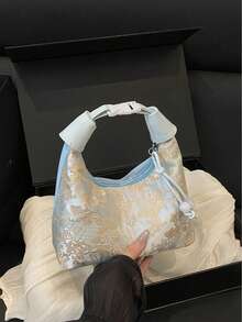 1pc Silk Brocade New Chinese Style Retro Silk Brocade Fashion Minimalist Shoulder Crossbody Handbag - Multicolor - View 7