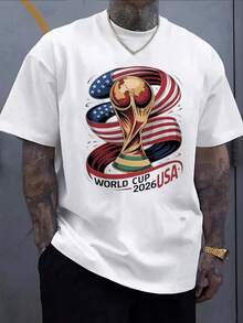 United World Cup Football T-Shirt White World Cup Trophy And Stars Graphic Print For Sports Fans And Events - Trắng 6 - Xem 2