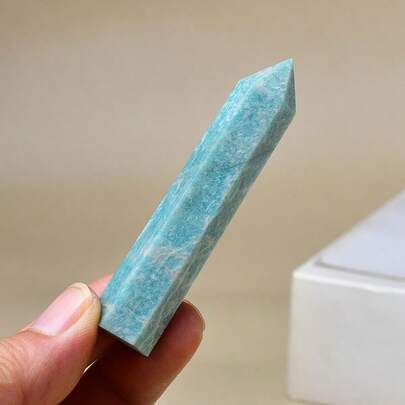 CUPIDCRYSTAL 2.76 - 4 Inch Natural Amazonite Tower Point, Loose Gemstone Colorful Striped Pattern, Hexagonal Wand Shape, Quartz Crystal, Crystal And Stone