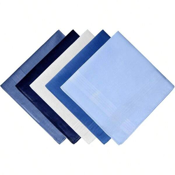 5pcs Mens Handkerchiefs Cotton Pocket Squares Men 15. Inch Navy Blue Soft Gentlemen Handkerchiefs Hankie Gents Hankerchieves Men Women Formal Daily Use
