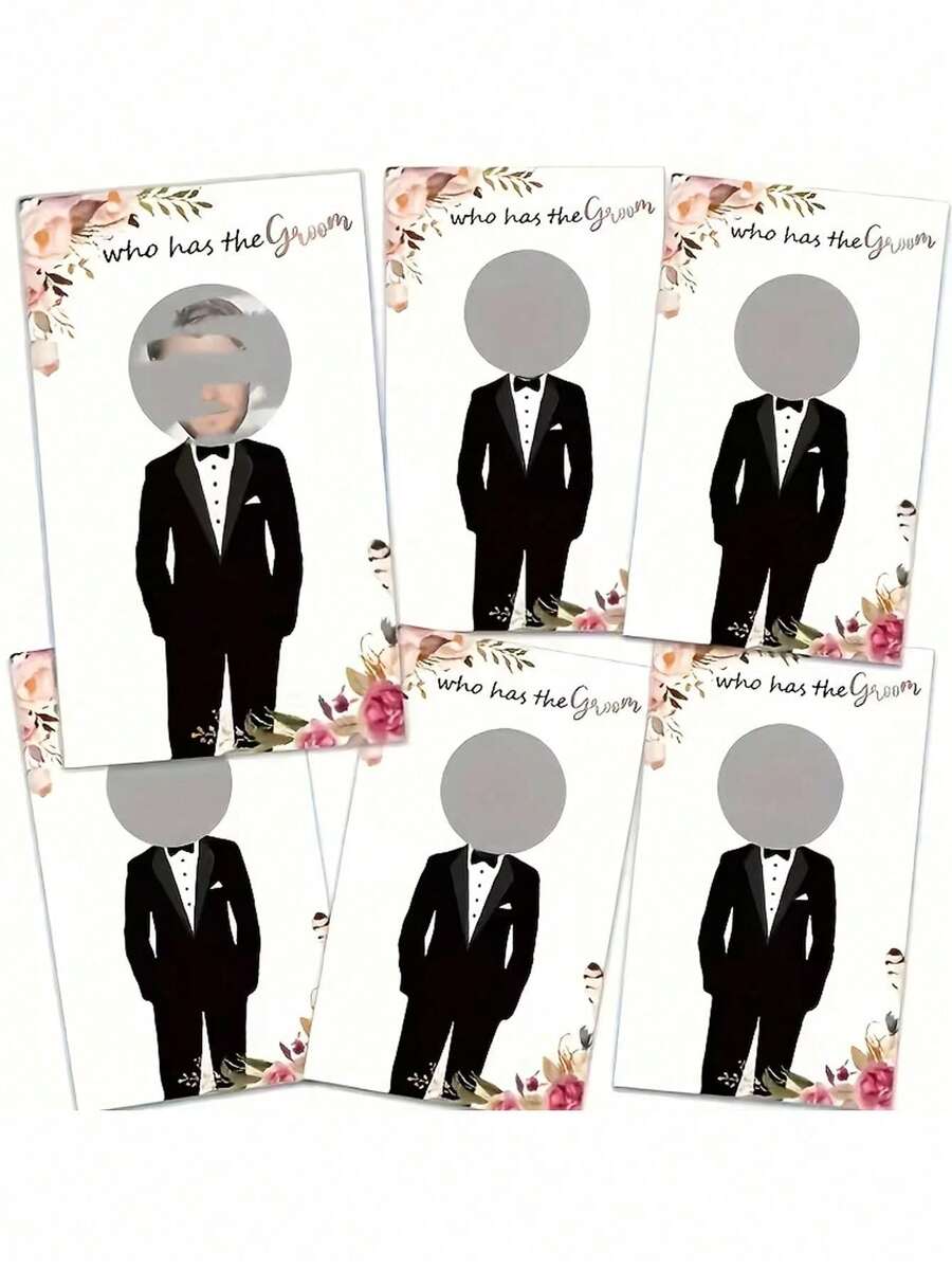 6张“谁找到了新娘/新郎”刮刮卡，趣味成人派对用品，主题派对，节日庆典，婚礼季 - 多色 - 查看 1