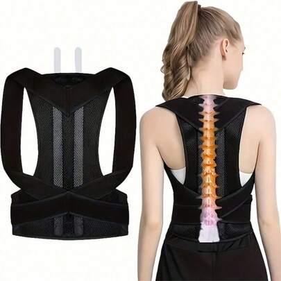 1 chiếc áo ngực chỉnh tư thế lưng có thể điều chỉnh kèm hỗ trợ cổ, dụng cụ tập luyện, đai hỗ trợ xương đòn, đai hỗ trợ eo, đai chỉnh lưng có thể điều chỉnh, đai định hình, đai chỉnh hình hỗ trợ vai và lưng unisex, dành cho thanh thiếu niên và học sinh để chỉnh sửa chứng gù lưng, đai chỉnh hình, đai hỗ trợ lưng, đai hỗ trợ lưng có thể điều chỉnh, đai lưng thoáng khí, hỗ trợ lưng, cổ và vai, đai tiện dụng.