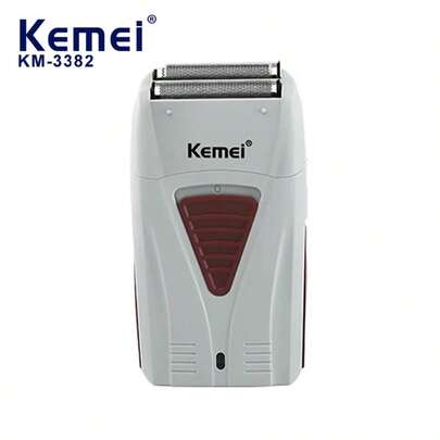 Kemei 1 máy cạo râu điện KM-3382 bán chạy, máy cạo râu nam kiểu rung, sạc USB, lưỡi kép, máy tỉa râu.