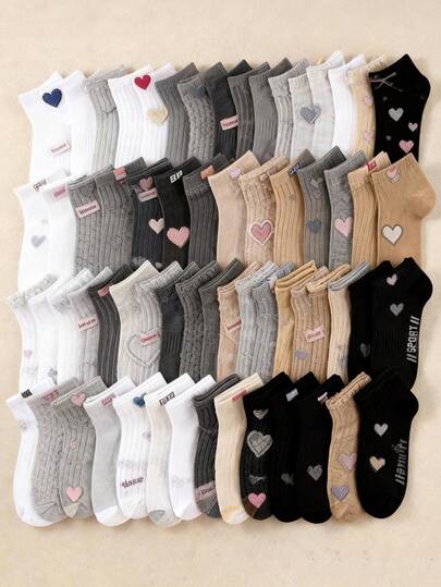 20 pares de calcetines tipo barco para niños, calcetines deportivos para niños, diseño de rayas en el Body del calcetín, patrón de letras en forma de corazón y tornillo, adecuados para uso diario, aptos para niños y niñas de 1 a 16 años, transpirables, suaves y cómodos, excelente regalo de cumpleaños para niños