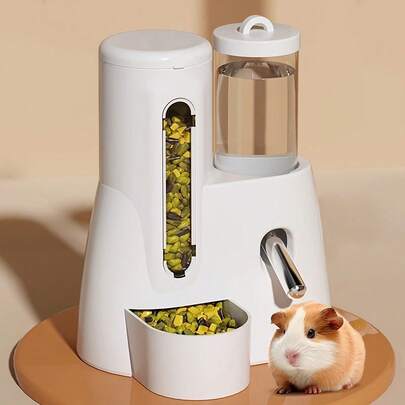2-In-1 Hamster Water Bottle & Food Bowl, Anti-Tipping Hamster Pet Supplies, Automatic Drinking Water Feeder With Rolling Ball