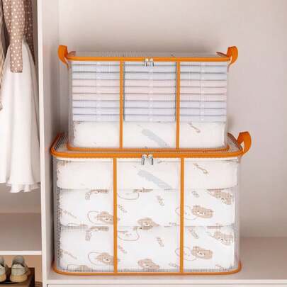 1 túi đựng đồ chống thấm nước dung tích lớn, túi đựng quần áo gấp gọn, túi du lịch PVC trong suốt đa chức năng, túi đựng đồ trong ký túc xá có khóa kéo, có thể dùng để đựng quần áo, chăn ga gối đệm, hộp đựng đồ, hộp sắp xếp đồ đạc, hộp đựng đồ trong phòng ngủ, có thể dùng để đựng chăn, ga trải giường, gối, đồ chơi, v.v.