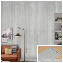 45cm*100cm/300cm/500cm Cold Gray Luxury Wood Grain Self-Adhesive Waterproof Wallpaper, PVC, Removable And Easy To Install, For Living Room And Office Background Wall, Anti-Moisture - Grey - View 8
