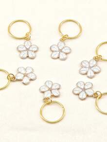 6件套夏季清新白色花朵油滴发夹和发圈 - 彩色 - 查看 3