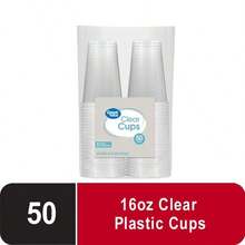 SWEETY-Great Value Disposable Plastic Cups, Clear, 16 Oz, 50 Count - View 2