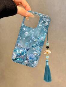 羽毛雪纺E款蓝色梦幻海龟珍珠彩绘，搭配彩色珠子，白色梅花扇形流苏吊坠小饰品，兼容 14、14 Pro、14 Pro Max夏季3D手机壳，13、13 Pro、13 Pro Max卡通款，11、11 Pro Max彩绘款，防摔XR卡通款，7/8 GES2手机壳，兼容 15、15 Pro、15 Pro Max、16、16 Pro、16 Pro Max系列，S23、S24、A04、A05、A14、A12、A15、A33、A53、A32、A35、A34、13、13 Pro、14、14 Pro、15、15 Pro系列高端手机案例，国际版，非国内版 - 彩色 - 查看 5