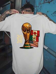 Camiseta de manga corta para hombre con las tres banderas del Mundial de Estados Unidos, Canadá y México estampadas. Ideal para aficionados, para ir al trabajo, para ver el partido de forma informal y para el verano. Ropa, camisas y camisetas deportivas para hombre. - Blanco - Ver 5