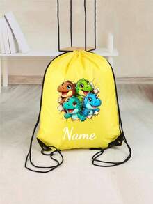 This Customized Drawstring Large Capacity Backpack Features A Dinosaur Print Pattern, Very Suitable For Sports Or Cycling. You Can Also Customize It With Your Name Or Holiday Greetings Printed On It. - Multicolor - View 13