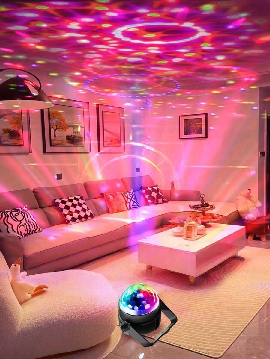 Bola de cristal RGB con luz LED de discoteca - 7 modos con control remoto, lámpara de escenario adecuada para fiestas en casa, KTV, bodas, decoración de habitaciones, etc.