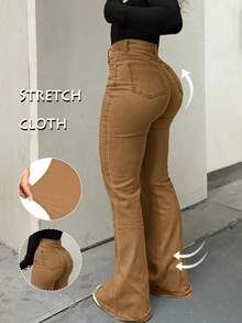 GILIPUR Quần jeans ống loe kiểu Y2K dành cho nữ, quần denim co giãn ôm sát màu vàng, kiểu dáng thanh lịch, thời trang đường phố, đa năng, thích hợp cho mùa xuân. - Màu vàng - Xem 3