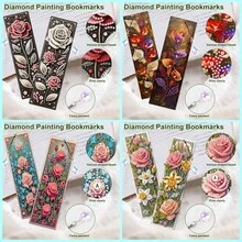3pcs Diamond Painting Kits With Pendant Bookmarks, Flower Pattern, Acrylic Material, Includes Irregular Diamond Mosaic Art, Suitable For Home, Office, School, Thanksgiving Gift - View 5