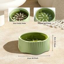 2-In-1 Convertible Slow Feeder Dog Bowl, Regular And Slow Mode For Fast Eaters, Anti-Bloat, Interactive Puzzle, Non-Slip For Small Medium Large Breed Dogs, Cats, Puppies, Pets, Matcha Green - 2公升 - 查看 6