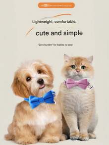 Adjustable Dog Collar With Bow Tie, Metal Buckle Velvet Small Dog Collar Gift, Durable & Cute Collar Suitable For Small, Medium And Large Dogs (Random Old/New Style) - Multicolor - View 3