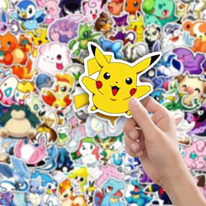 pokemon 100张动漫宝可梦可爱贴纸涂鸦装饰DIY滑板手机冰箱自行车卡通贴纸儿童玩具礼物