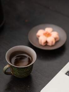 1pc/1pc/2pcs Handmade Ceramic 150ml Latte Coffee Cup, High-Quality Porcelain Saucer Set, Couple Drinking Water Cup, Personalized Milk Malt Breakfast Cup, Creative Latte Art Office Mug With Saucer - Multicolor - View 2