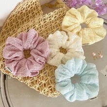 1个镂空针织发圈，蕾丝花朵发绳，优雅配饰（适合所有季节，休闲、学习、日常佩戴）发圈，发绳，节日、派对 - 彩色 - 查看 5
