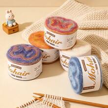 50g Sợi len ombre dạng bánh, sợi pha mohair siêu mềm, chuyển màu cầu vồng, thích hợp để móc, đan, làm đồ thủ công nhiều màu sắc, áo len, khăn choàng, áo khoác, mũ, khăn quàng cổ. - 02 Đầy màu sắc - Xem 11