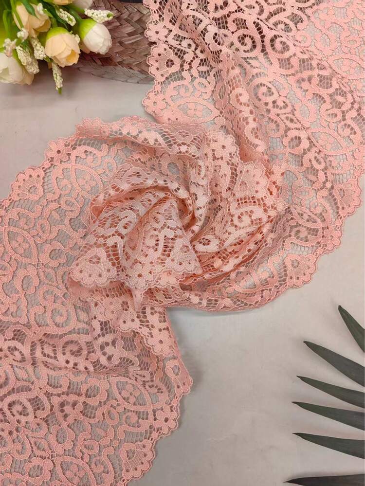 90cm/1 pieza Encaje elástico suave, amigable con la piel y transpirable, adecuado para ropa, cuello, puños, decoración del bajo de la falda, lencería, chaleco, vestido de novia, falda, zapatos, sombreros, ropa de cama, decoraciones, textiles para el hogar, accesorios para el cabello, joyería, guantes, cortinas, juguetes, embalaje de flores y manualidades - 1 pieza rosa - Añade 8