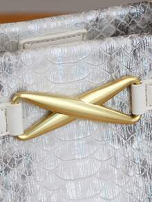 2026 Spring/Summer New Woven Handbag, Fashion Versatile High-End Ombre Snake Skin Pattern Tote Bag, Minimalist Large Capacity Commuter Bag For Women, Retro Metal Buckle One Shoulder Crossbody Bag - Multicolor - View 7