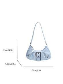 1 chiếc túi xách nữ phong cách retro moto punk đính đinh tán, dây đeo vai điều chỉnh được, dung tích lớn, chất liệu giả da mềm mại, màu gradient, thích hợp cho công sở, đi làm, hẹn hò, dự tiệc. - Màu xanh lam - Xem 8