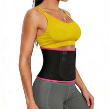 1 chiếc đai xông hơi ra mồ hôi viền đỏ hồng mạ bạc, đai định hình eo - Màu Hồng Tươi - Xem 4