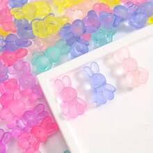 10/20/30Pcs Colorful Frosted Rabbit-Shaped Beads, Transparent Multi-Colored Horizontal-Hole Acrylic Spacer Beads, Suitable For Unique Bracelets, Necklaces, Keychains, And Other Accessories - The Perfect Choice For Craft Enthusiasts - Accessories - View 3