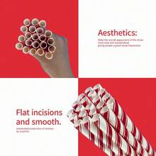 25pcs/100pcs Multicolor Mixed Red Color Paper Straws, Disposable Paper Straws With Various Patterns, 100pcs Set, Suitable For Holidays, Parties, Wedding, Anniversary, Decorative Straws For Beverages Like Milk Tea, Coffee, Juice - Red - View 54
