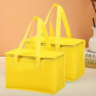 1/2 حقيبة غداء معزولة قابلة لإعادة الاستخدام (عبوة جملة)، حقيبة تبريد حرارية، صندوق غداء محكم الإغلاق، حقيبة محمولة قابلة للطي معزولة لنقل الأطعمة الباردة/الساخنة، التسوق الجملة، السفر، التنقل، النزهة، الشاطئ، المقاس: 12 * 7.2 * 8 بوصة