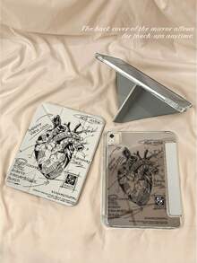 1pc Personalized Heart Sketch Pattern Tablet Protective Case, Suitable For 10th/11th/Pro 13 2025, Foldable Stand, Shock-Proof And Dust-Proof, Support Auto Wake/Sleep, Essential For Office/Study/Entertainment, Non-Magnetic - Multicolor - View 6