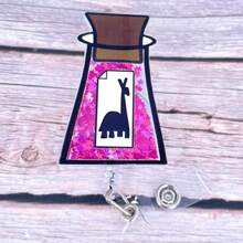 Llama Potion Shaker Badge Reel Funny Cute Nurse Purple Alpaca Llama Extract Retractable Badge Holder Name Card ID Clip For Nurses Practitioner Medical Coworker Gifts Essentials - 羊駝藥水 - 查看 6