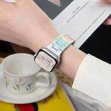 1pc Rainbow Color Strap, Compatible With Apple Watch 38mm 40mm 41mm 42mm 44mm 45mm 46mm 49mm, Minimalist Candy Color Band, Compatible With Apple Watch Series 11 10 9 8 7 6 5 4 3 2 1 SE, Compatible With Watch S11 S10 S9 S8 S7 S6 Ultra 3/2/1, Fashionable Smart Watch Band, Compatible With Apple Watch Strap - Seven Colors - View 3