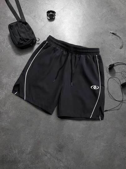 Quần short thể thao nam nhanh khô, có khóa kéo, túi và dây rút.