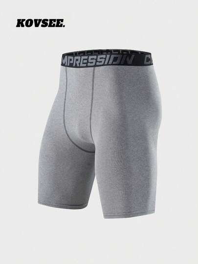 KOVSEE Basketball Compression Shorts Underwear, Sports Training 5-Inch Tight Shorts, Breathable High Elasticity Base Layer Pants, Running Workout, Black Summer