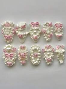 1个可爱奶油草莓蕾丝法式美甲透明硅胶指甲模具 - 無色 - 查看 8