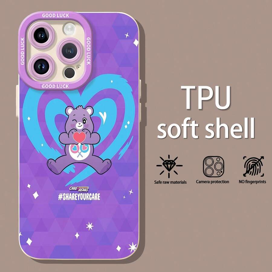 Las fundas para teléfono con diseño de Osito Amoroso Morado con corazones son compatibles con , Apple, VIVO, OPPO, , Transsion, , y Honor. Fabricadas en silicona TPU, ofrecen protección contra golpes y caídas. - Blanco - Ver 1