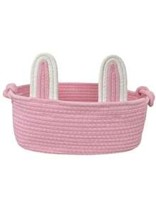 Giỏ tai thỏ Phục Sinh cá nhân hóa, Xô đựng trứng Phục Sinh, Hộp đựng đồ chơi săn trứng Phục Sinh, Quà tặng, Trang trí mùa xuân - Hồng - Xem 2